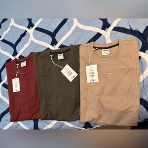 Gymshark Short Sleeve  T-Shirt Trio - Burgundy, Olive, Beige